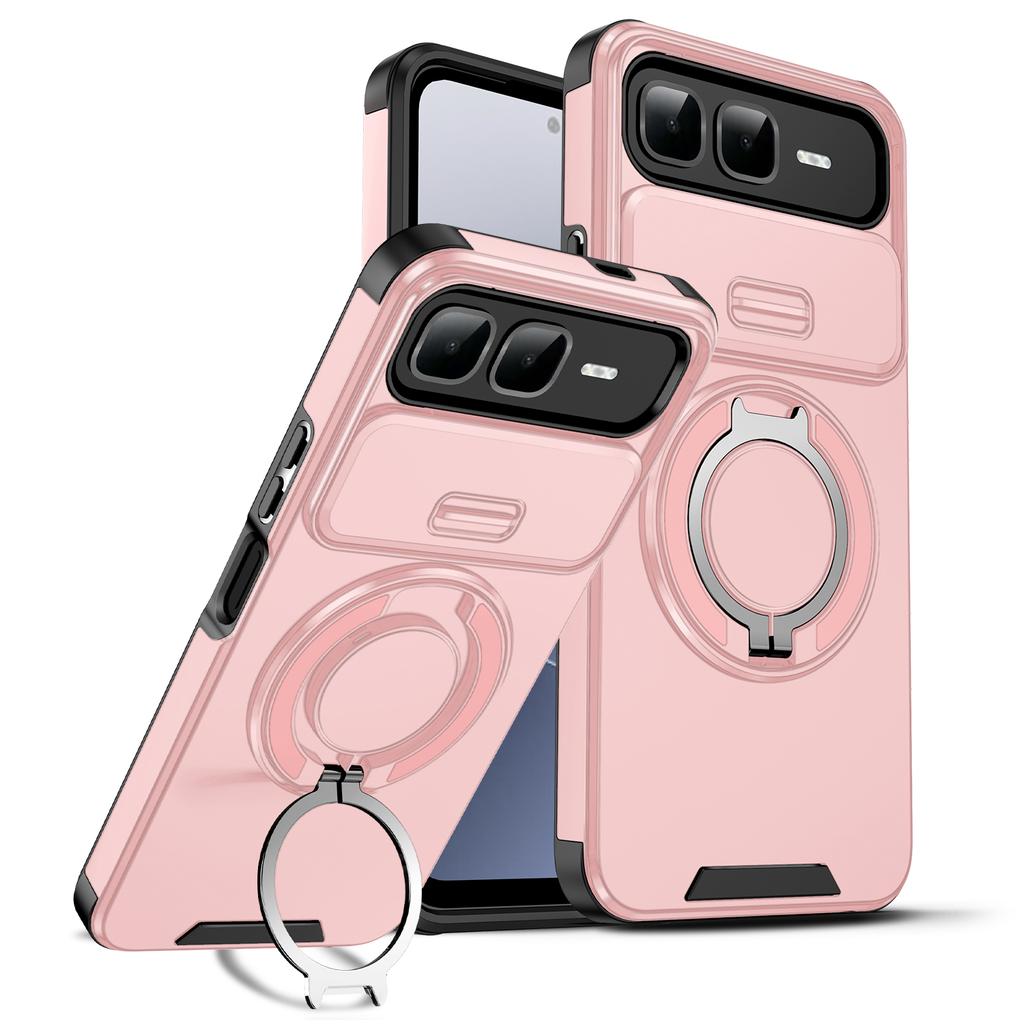 Magnetic Ring Stand Phone Case For Infinix Smart 10 Plus Slide Camera Lens Protection TPU Frame Hard Plastic Back Cover Fundas