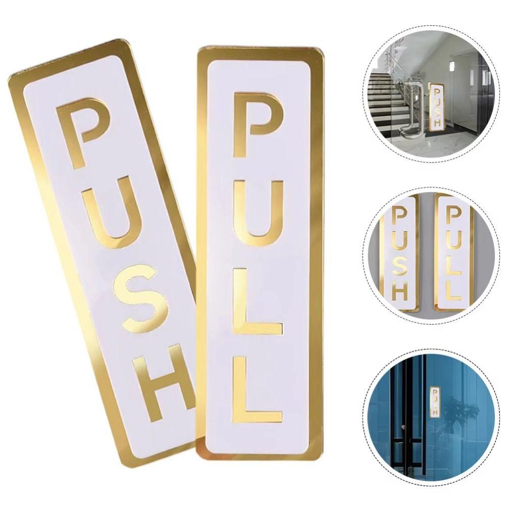 2Pcs Creative Sliding Door Logo 3D Push Pull Door Sign  Glass Door Identification