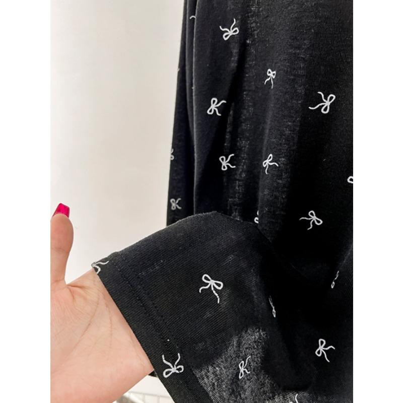 Women's Simple Fashion Casual Style Printed Long-sleeved Bottoming Shirt Thin Versatile T-shirt