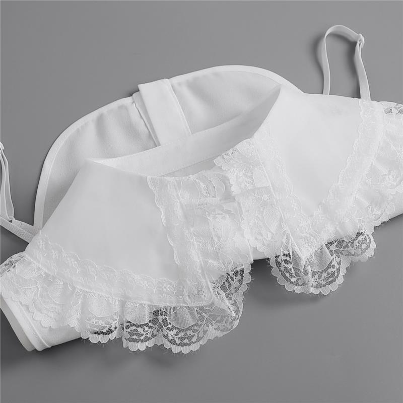 Perfect Match Embroidery Fake Collar Women Lace Detachable Lapel Collar Shirt Top Tie White Ruffles False Collar Woman Removable False Blouse