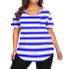 Women's Printing Large Size V-neck Top Loose Pocket T-shirt