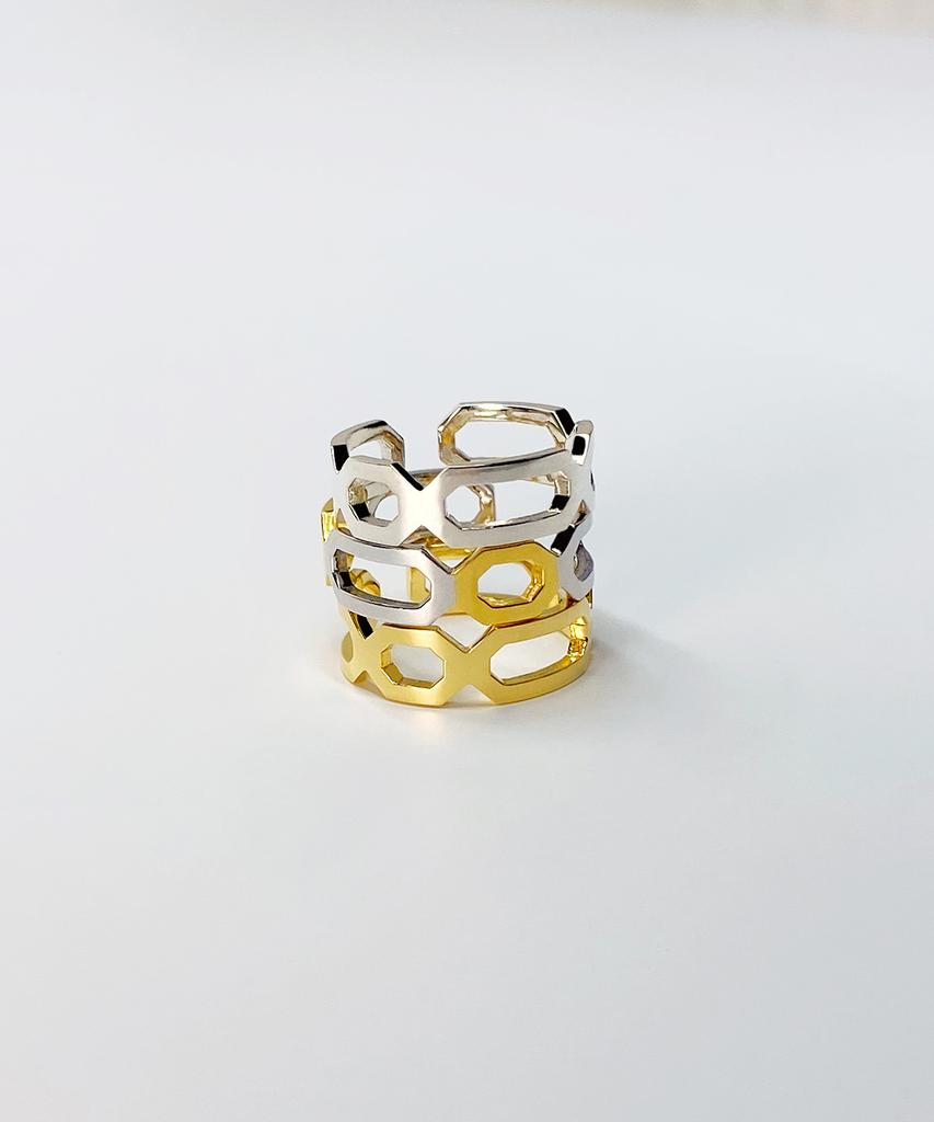 Kudos Interlocking Triple Octagon Ring (Thin Ver.)