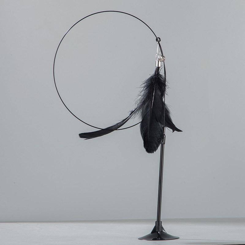 Cat Toys Interactive Cat Toy Steel Wire Feather Toys for Cats Stick Suction Cup Feather Cats Toy with Bell Teaser Pet Products