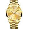 PINDOWS Men's Luxury Watch Analog Quartz Waterproof with Diamond Decoration Date Display Two-Tone Stainless Steel Band Classic Style