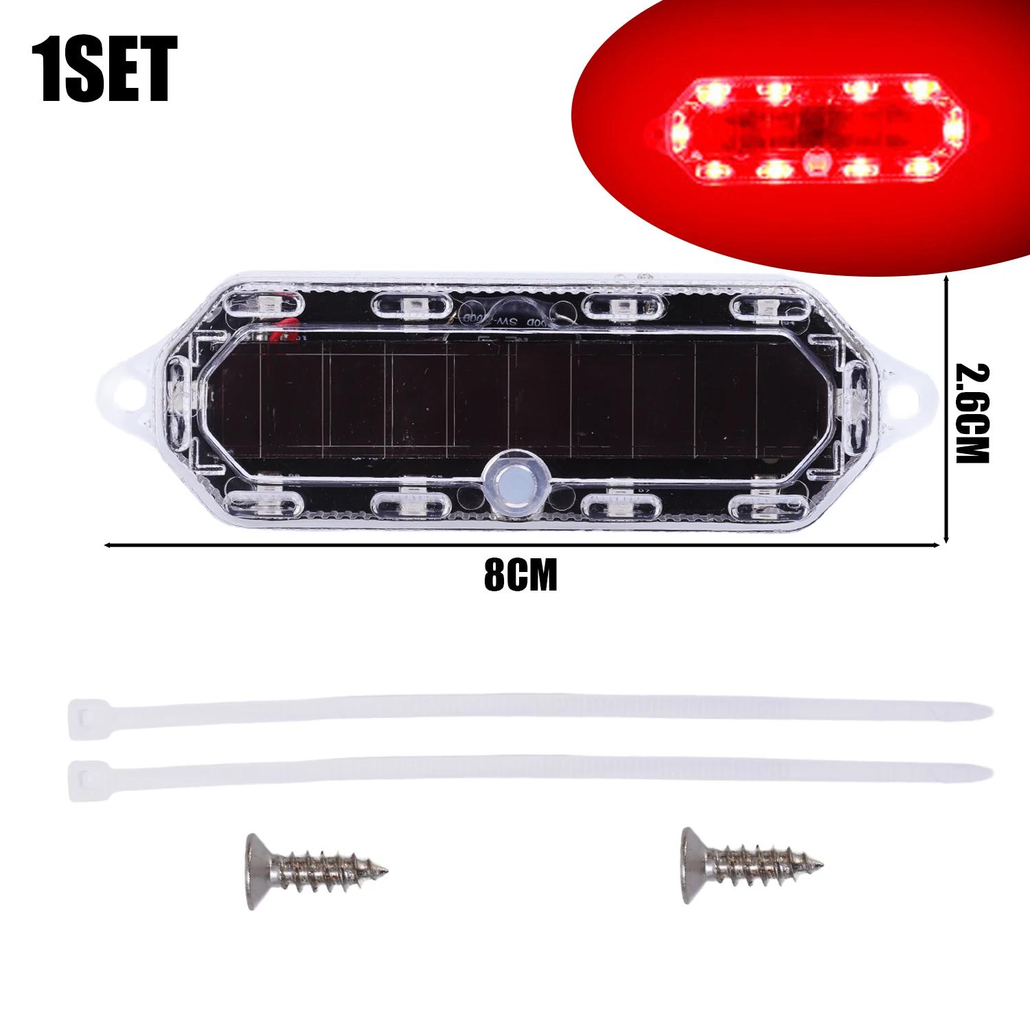 Solar Anti-Rear Strobe Lights Car Motorcycle LED Solar Energy Flashing Warning Light Night Riding Anti Collision Signal Lamp 1Set