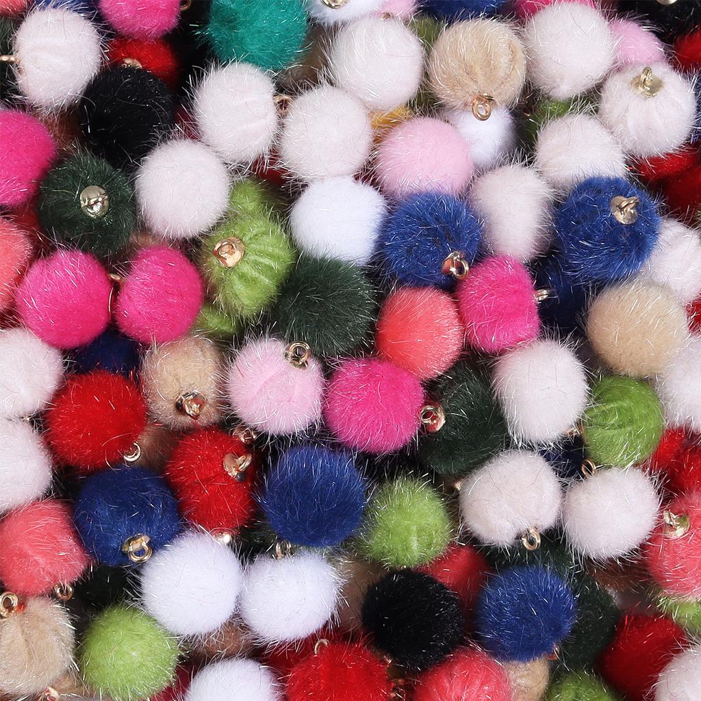 20pcs Plush Fur Covered Ball Beads Charms Multicolor Pompom Pendant For DIY Jewelry Making Necklace Bracelet Earring Accessories