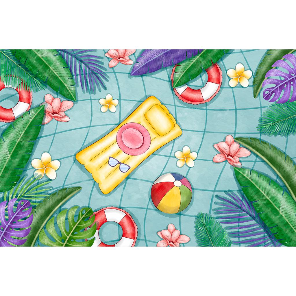 Hawaiian Beach Backdrop Hello Summer Tropical Ocean Palm Tree Surfboard Photo Background Luau Aloha Party Photo Booth Banner