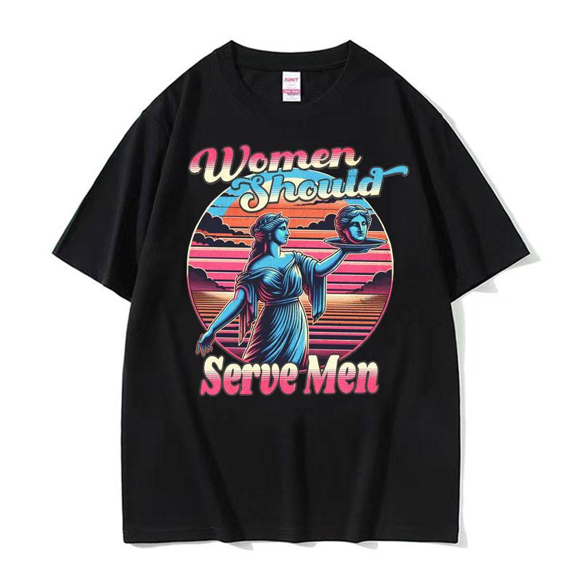 Frauen Sind Geboren Um Zu Dienen Interessantes Meme T-Shirt 2026 Sommer Luxus Feministische Renaissance-Malerei Baumwolle Übergroßes T-Shirt Y2K