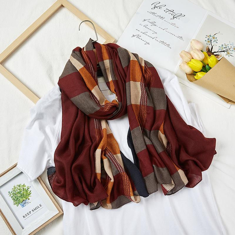 Toamnă Nouă Eșarfă Bumbac In Eșarfă Mătase Retro Elegantă Eșarfă Lungă În Dunge Şal Mare