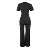 Irregular Neckline Waist-Gathering Wide-Leg Jumpsuit