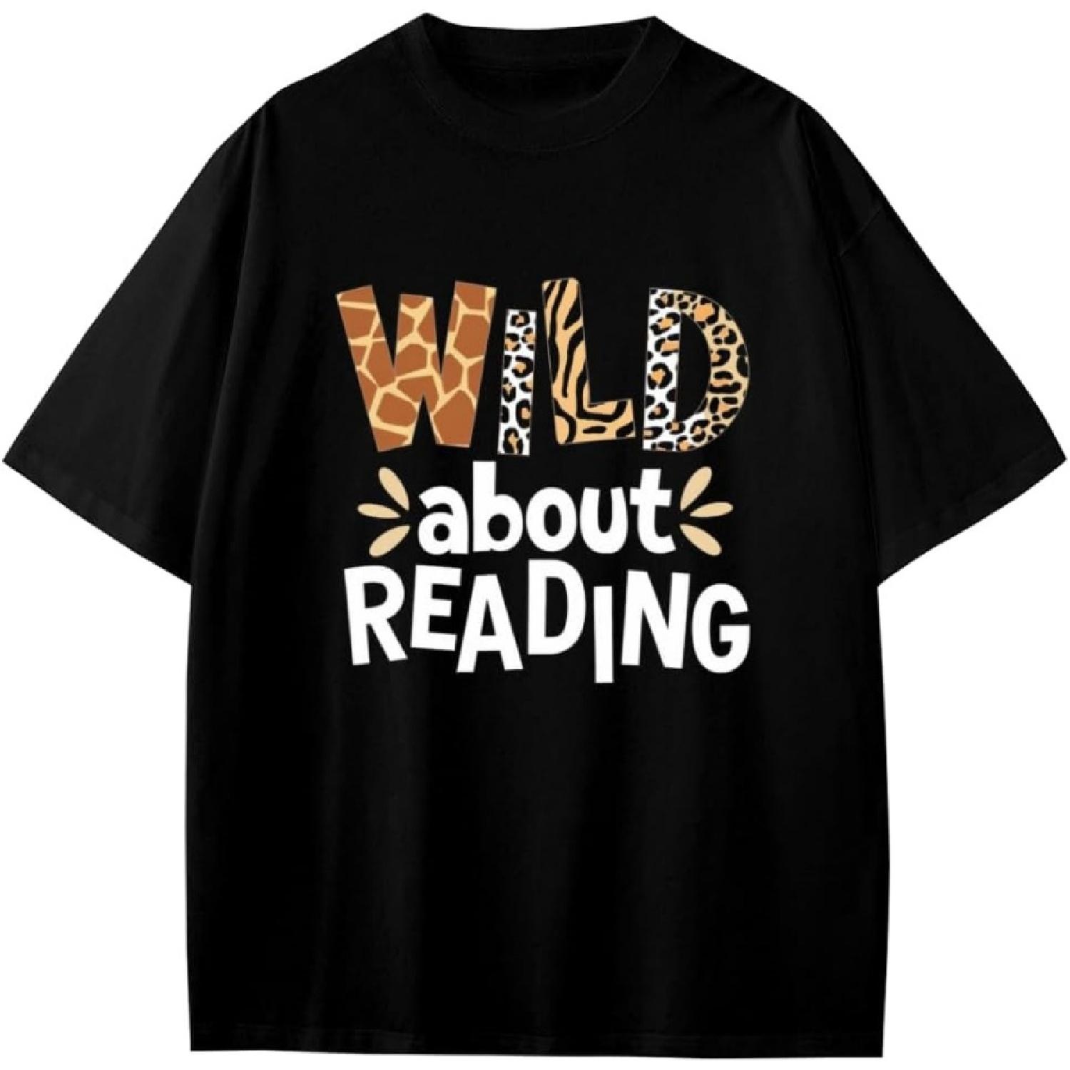 Retro Wild About Reading Library Day Reading Books and Bookworm Boys Girls Teens T-Shirt Anime Gift XXXXXL разноцветный
