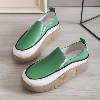 2024 Spring Shoes Female British Style Thick-soled College Style Casual Loafers Genuine Leather Fashion Shoes Girls