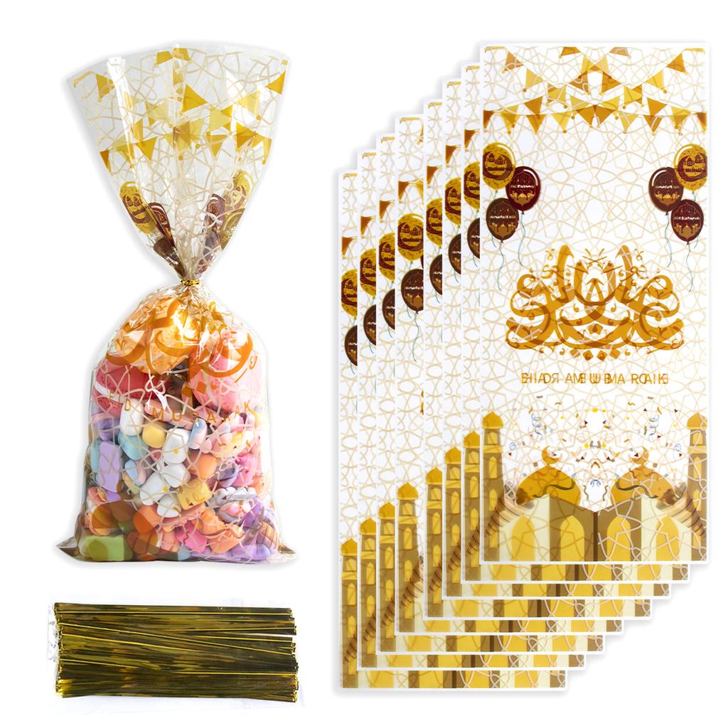 50pcs Ramadan Kareem Gift Bags Eid Mubarak Plastic Candy Cookie Bag 2025 Islamic Muslim Party Decor Eid Al-fitr Ramadan gifts