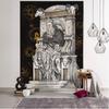 Witchcraft Tarot Tapestry Wall Hanging Black Khaki Sun Moon Starry Universe Geometric Pattern Dormitory Home Decoration Curtains