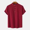 Summer Men's Stand-Up Collar Casual Short Sleeve Shirt Beach T-Shirt Men's Clothing