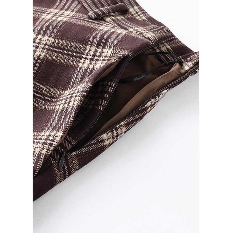 Woolen Plaid A-Line Skirt: Autumn/Winter 2025 High-Waist, Slimming, Hip-Covering Mid-Length for Women