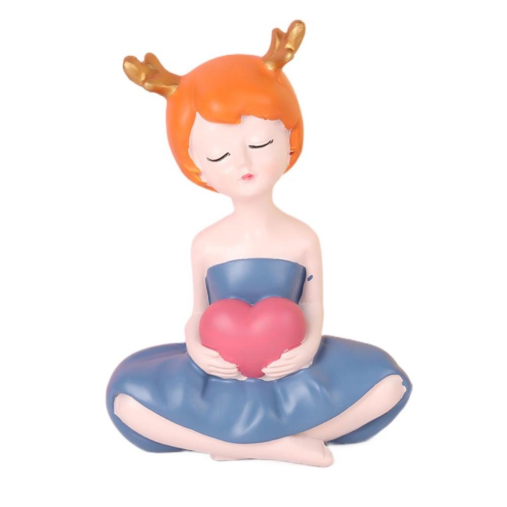 Resin People Sculpture Creative Miniatures Figurine Desktop Ornament Little Girl Statue  Home