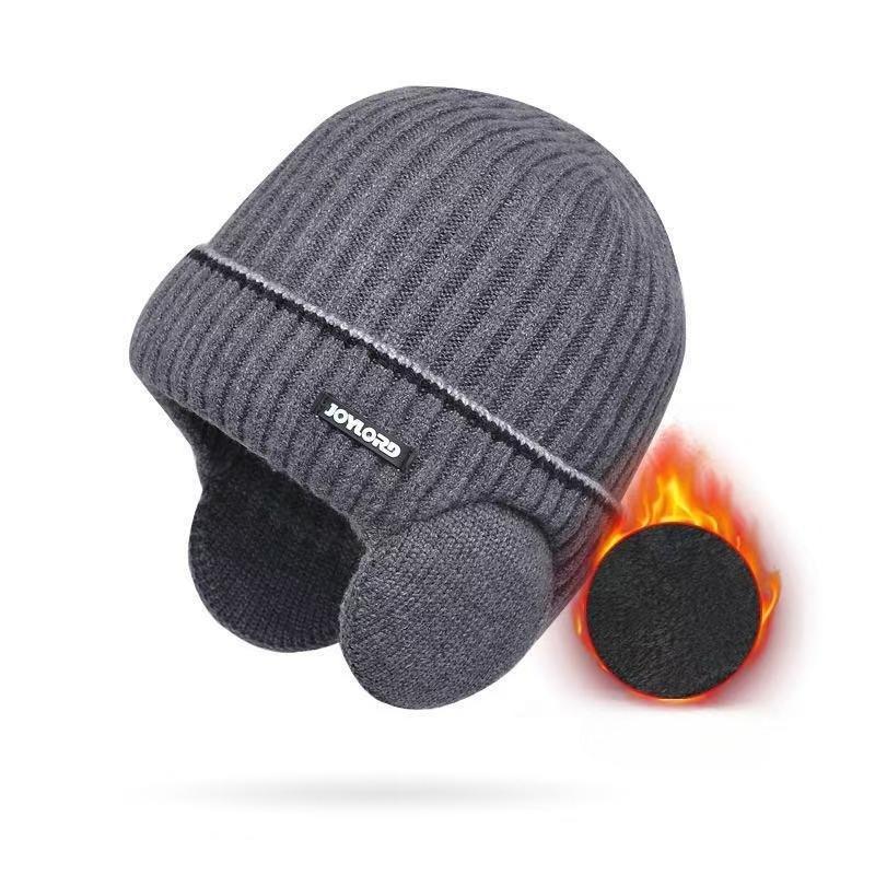 Winter Warm Beanie Unisex Knitted Hat with Fleece Ear Protection, European Style