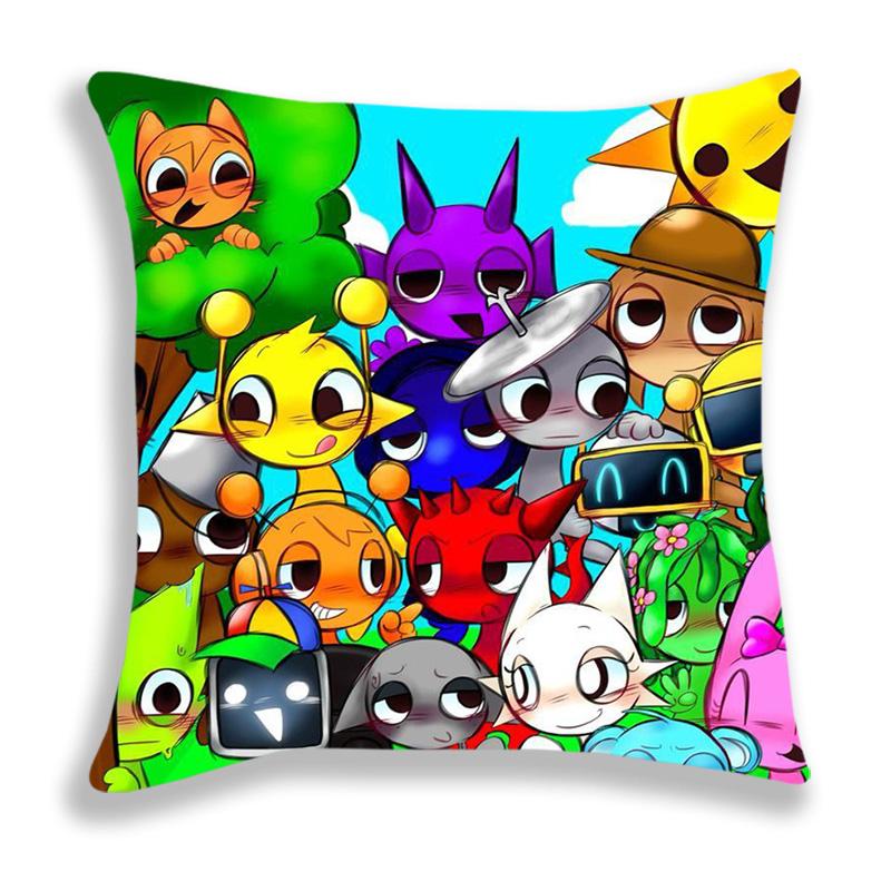 Чехол для подушки Sprunki Милый Мультяшный Персонаж Декоративная Подушка Наволочка 45x45см Украшение для Дома Комнаты Подарок Sprunki Наволочка Детская 45cmx45cm