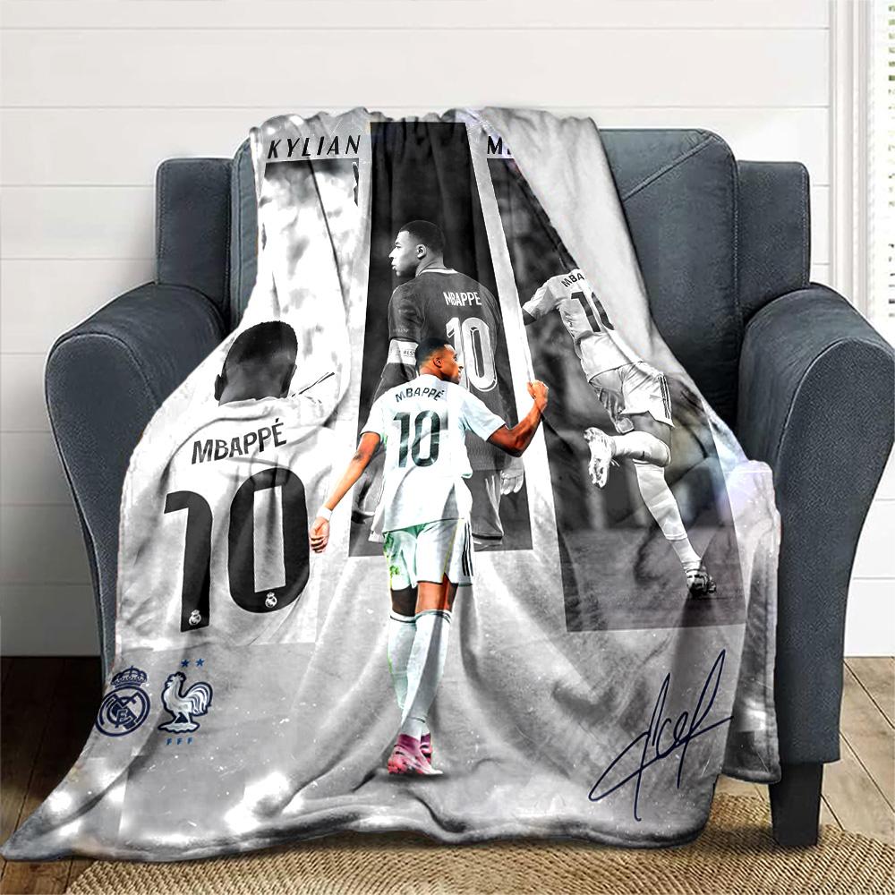 Mbappe Neon Poster Blanket Comfortable Great for Couch Office Chair Sofa All-Season Use Playful Design Gifts For Family Or Friends