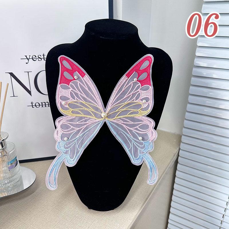 Lace Embroidered Butterfly Patch DIY Sewing Clothing Applique Collar Organza Fabric Patches Dress Decoration Accessories 1pc