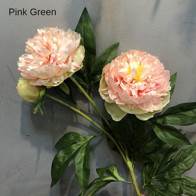 Трехглавый пион, имитация цветка, искусственный цветок, богатый цветок, украшение дома, свадебный реквизит розовый зеленый