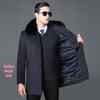 Men's Winter Wool Coat with Detachable Liner and Real Rabbit Fur Collar for Middle-Aged & Elderly