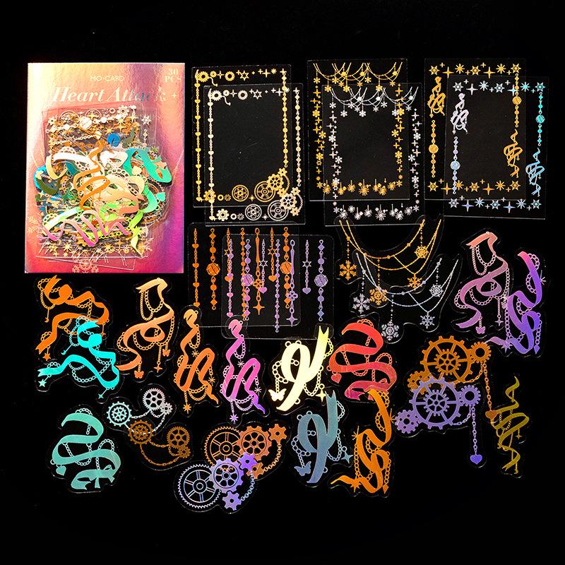 MomoPET Luminous Realm Journal Sticker Pack - DIY Material, 30 Sheets, New Design