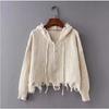Women S Solid Color Hooded Knit Cardigan Zip Sweater Coat Loose V Neck Autumn Winter