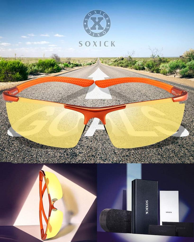 SOXICK Men's Night Driving Sunglasses with Polarized Lenses, Yellow, for Driving, Night Fishing, Night Driving, and Rainy Weather, UV Protection,