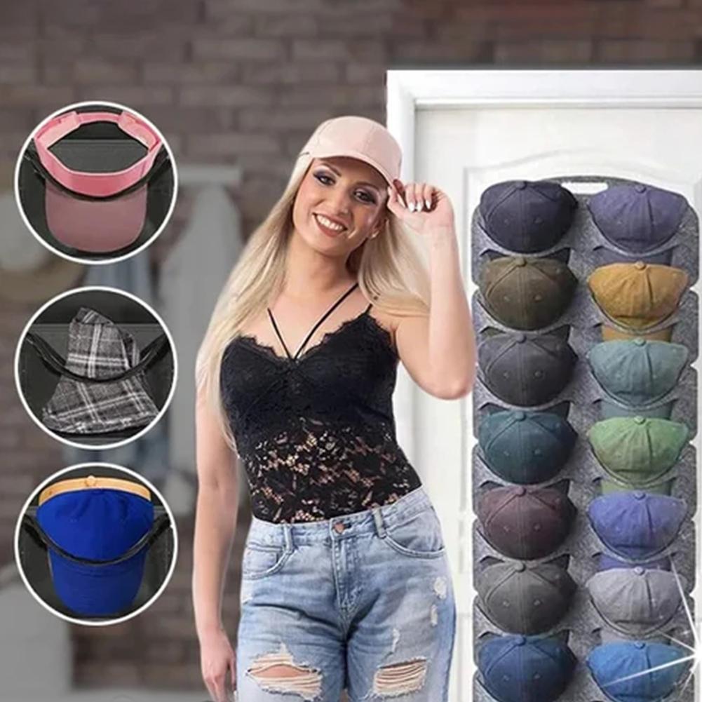 Felt Hanging Hat Organizer Baseball Hat Rack 7/14 Pockets Hat Display Rack Multifunction Large Capacity for All Types of Hats