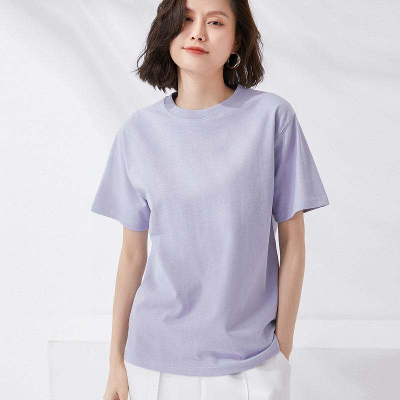 % Pure cotton breathable summer women's clothing new loose round neck short men's and women's same couple short-sleeved T-shirt