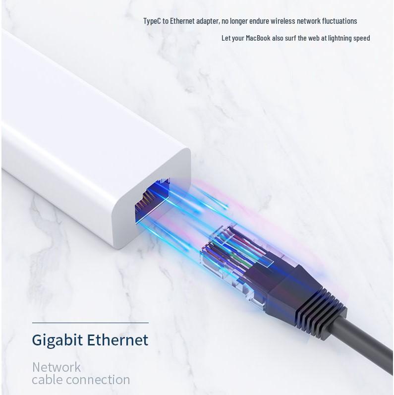 RJ45 Type-C to USB Network Card Converter, USB2.0 HUB, Driver-Free 100Mbps Wired Network Adapter