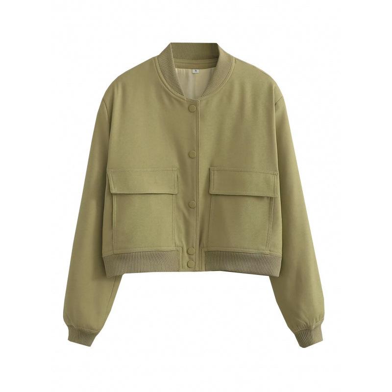 Spring and Autumn New Style Stand-up Collar Big Pocket Women's Jacket, Fashionable and Simple Commuter All-match Jacket