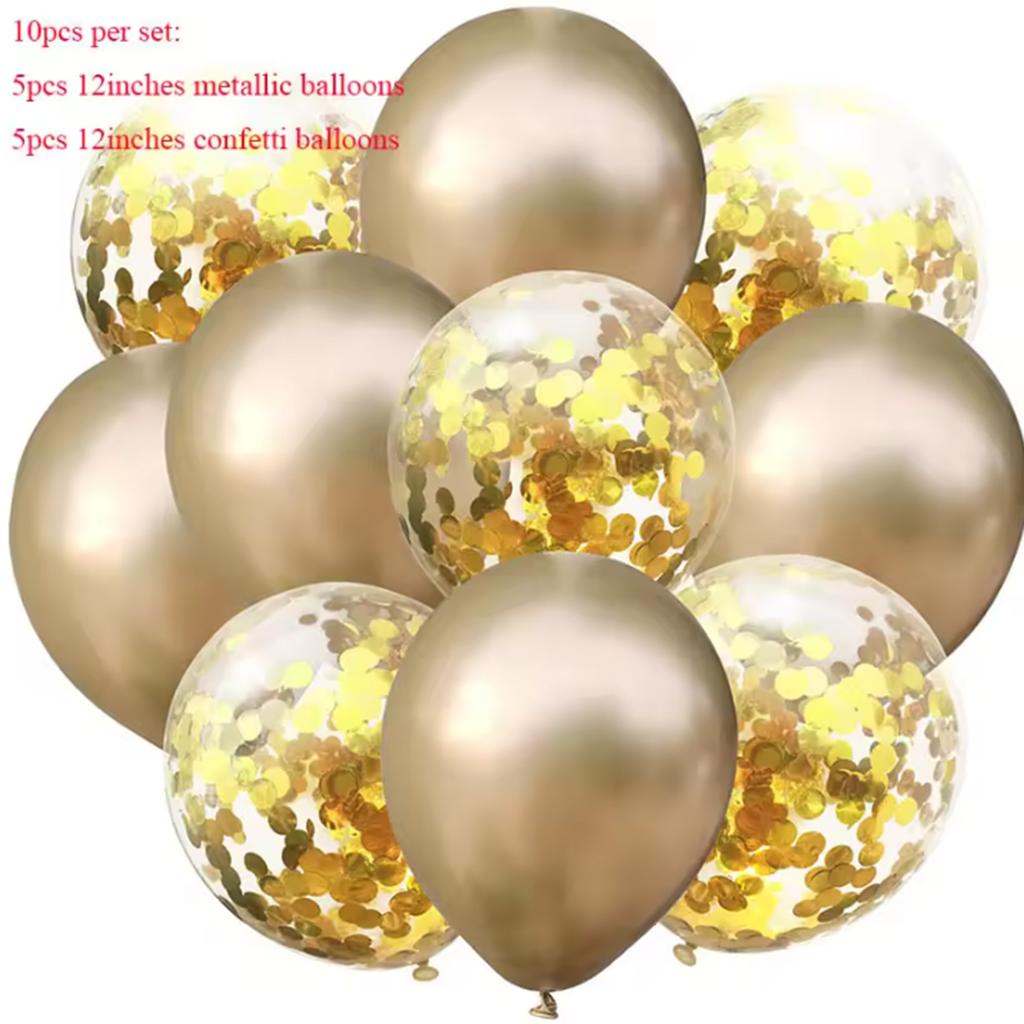 10pcs Mix Black Silver Confetti Balloons Wedding Birthday Party Decoration Metallic Helium Balloon Baby Shower Glitter Globos