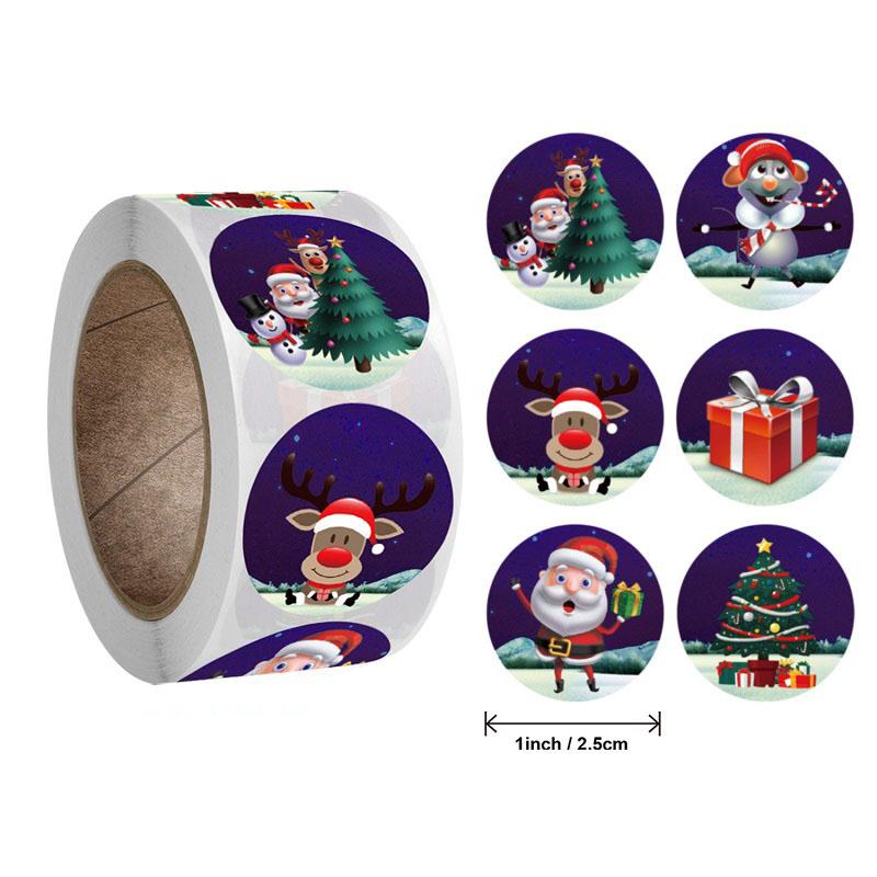 Christmas Cartoon Sticker Thank You New Stickers Rolling Pack Stickers Lables Packaging Stickers Roll