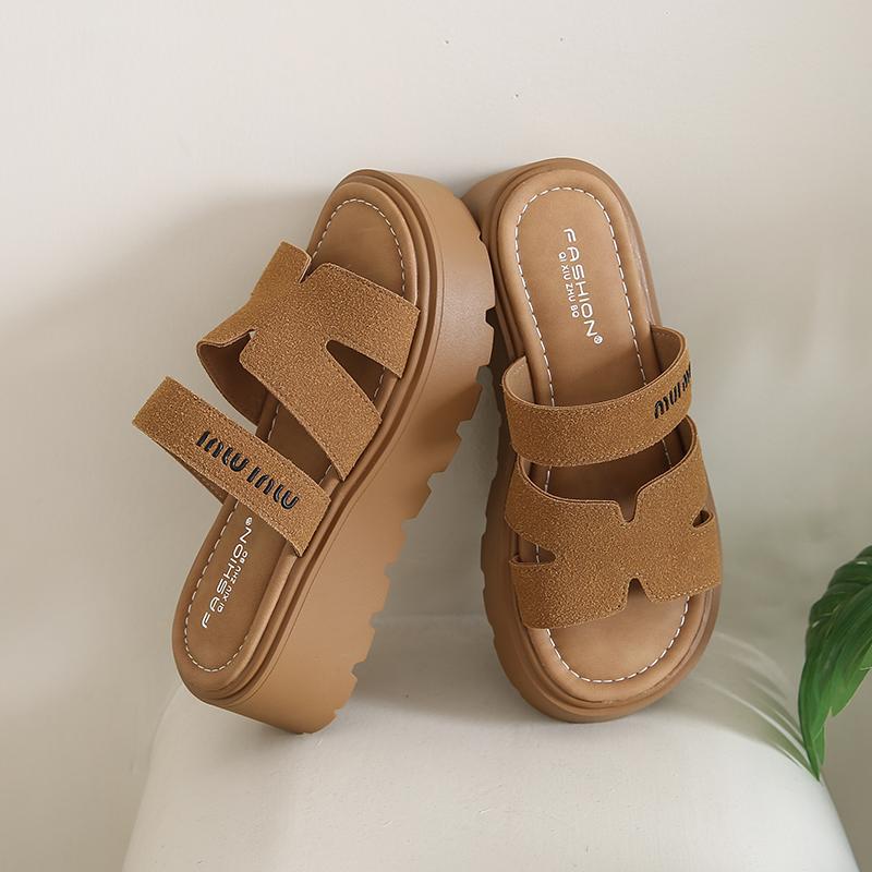 Modische CRLAYDK Vintage Pantoletten für Damen mit weichem Fußbett und Riemen Damenmode Plateau Slip-On Walking Freizeit Hausschuhe