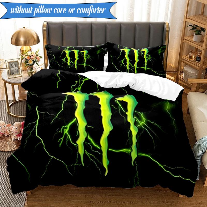 3PCS Energy Drink Printed Bedding Set For Bedroom dormitory, Includes 1 Duvet Cover & 2 Pillowcases for All Seasons Home Decor Fan gifts