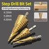 HSS Titanium Step Drill Bit Set For Metal Wood Punch Hole Cutter Conical Stage Stepped Drills Power Tools 3-12 4-12 4-20 4-32mm