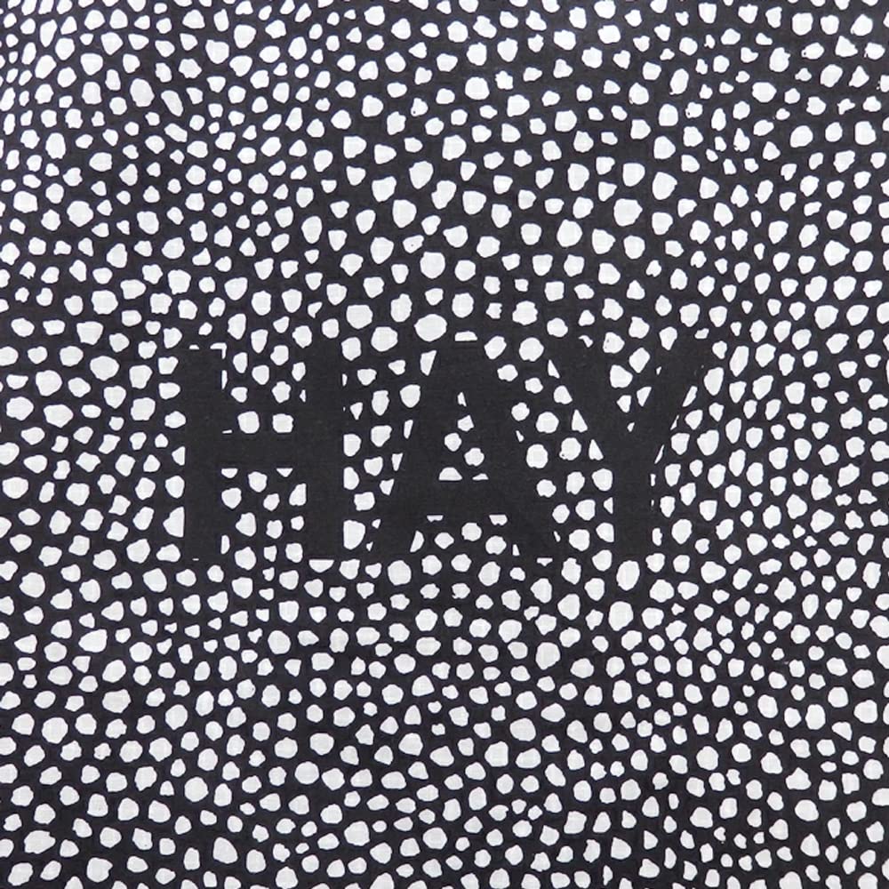 Hey Black Dotted Tote Bag with English Tag. Authentic Cotton Bag with Dot Pattern. Unisex. Suitable for Men and Women.