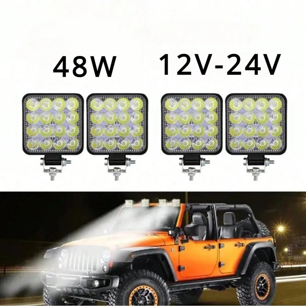 1/2PCS 45W Mini Square LED Work Light – Powerful Flood/Spot Beam for Off-Road Vehicles (Cars, Trucks, ATV, UTV, SUV)
