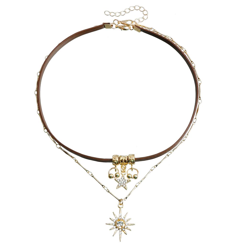 Stylish Sun and Moon Pendant Necklace Clavicle Chain Choker Necklaces Women's Charm Unique Jewelry Gift for Women
