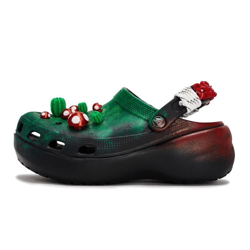 Crocs Classic Platform Clog 811 Special Shoe Case Red Mushroom Cactus Detachable Accessories Hole Shoes Women's Black Red Green
