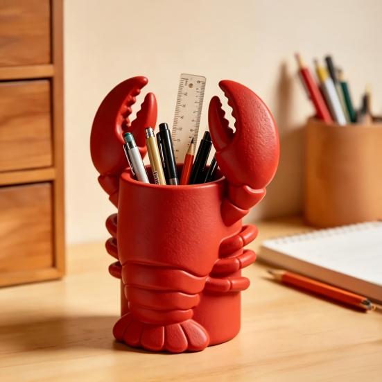 Lobster Pen Holder, Halloween Funny Sea Animal Pencil Stand, Creative Desk Organizer for Brushes Makeup Tools, Office Home Decor