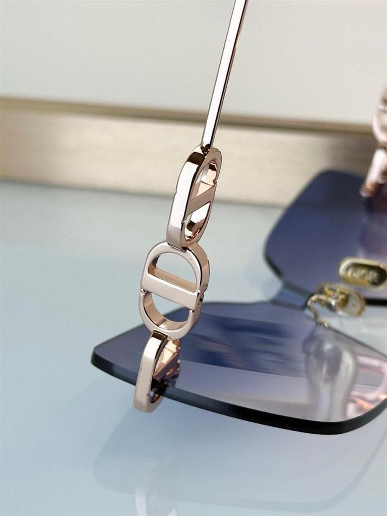 Women's Fashion Rimless Metal Sunglasses CHAIN M1U - UV Protection, Large Frame