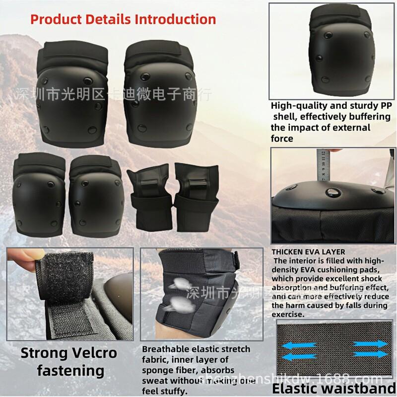 Cycling Protective Gear Set Adults Kids - Knee Elbow Wrist Palm Head Protection 6-Piece Safety Equipment
