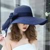 Women's Large Brim UV Protection Foldable Straw Hat with Bow for Spring/Summer