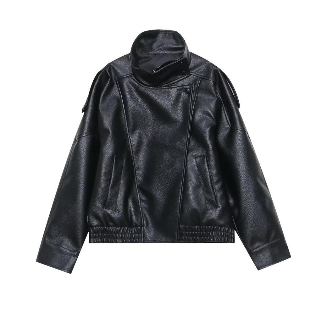 New, retro locomotive leather jacket stand-up collar jacket 4391872