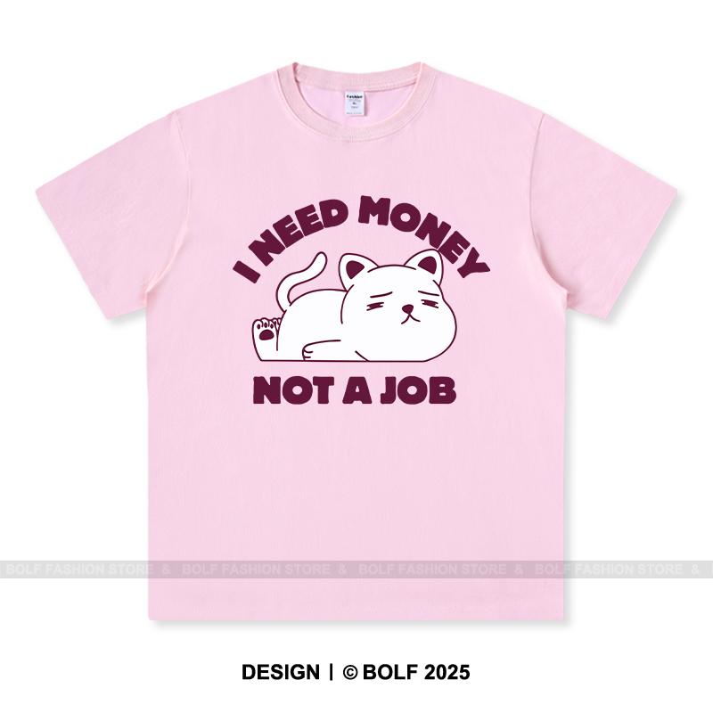 Women's I Need Money Not Job Printed T-Shirt 100% Cotton Oversized Savage Graphic Tees for Men Summer Tops Hustle Streetwear