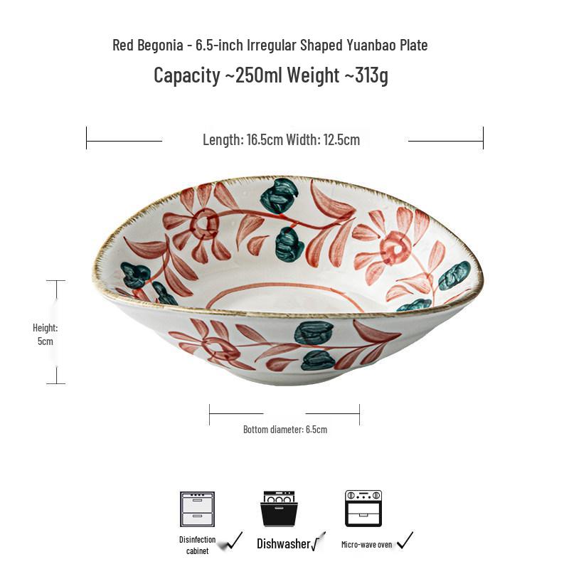 Hand-Painted Ceramic Shallow Bowl - Japanese Style Appetizer & Dessert Plate